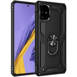 Mobigear Armor Ring Coque Samsung Galaxy A51 Coque arrière Rigide Anti-Chocs avec Anneau-Support - Noir