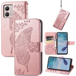 Mobigear Butterfly Housse Motorola Moto E13 Etui Porte-Monnaie - Rose doré
