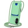 Mobigear Lanyard Card iPhone 17 Coque avec cordon en Silicone et Porte-Cartes - Vert