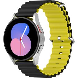 Mobigear Ocean Bracelet Silicone pour Smartwatch Fermeture boucle ardillon - 22 mm - Noir / Jaune