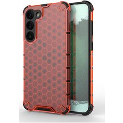 Mobigear Honeycomb Coque Samsung Galaxy S23 Plus Coque arrière Rigide Anti-Chocs - Rouge