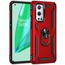 Mobigear Armor Ring OnePlus 9 Pro Plastique rigide Coque arrière Antichoc avec bague de maintien - Rouge