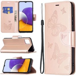 Mobigear Butterfly Housse Samsung Galaxy A22 5G Etui Porte-Monnaie - Rose doré
