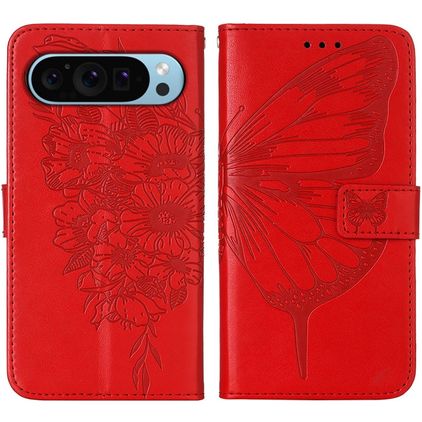 Mobigear Butterfly Housse Google Pixel 9 Etui Porte-Monnaie - Rouge