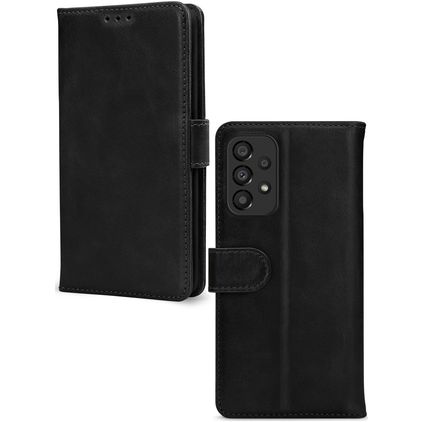 Mobilize Wallet Housse Samsung Galaxy A33 Etui en Cuir Véritable Porte-Monnaie - Noir