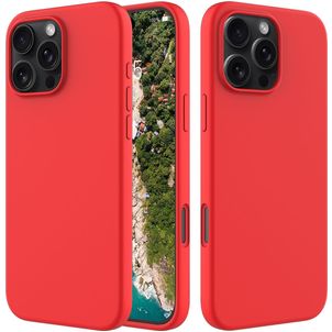 Mobigear Rubber Touch Coque iPhone 16 Pro Max Coque arrière en Silicone - Rouge