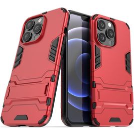 Mobigear Armor Stand Coque iPhone 13 Pro Coque arrière Rigide Anti-Chocs avec Support Amovible - Rouge