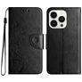 Mobigear Flowers Housse iPhone 16 Pro Max Etui Porte-Monnaie - Noir
