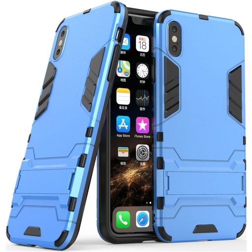 Mobigear Armor Stand Coque iPhone XS Max Coque arrière Rigide Anti-Chocs avec Support Amovible - Bleu