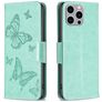 Mobigear Butterfly Housse iPhone 15 Pro Max Etui Porte-Monnaie - Vert