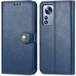 Mobigear Snap Button Housse Xiaomi 12 Pro Etui Porte-Monnaie - Bleu