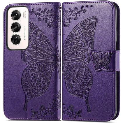 Mobigear Butterfly Housse OPPO Reno 12 Pro Etui Porte-Monnaie - Violet