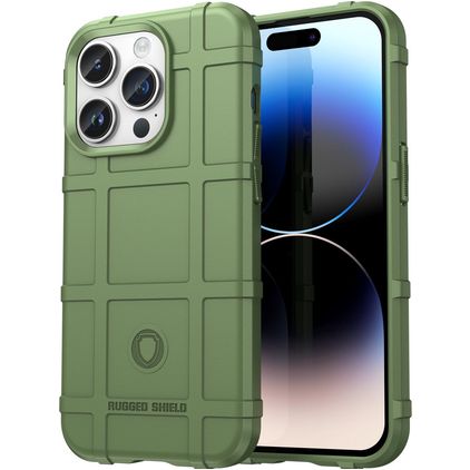 Mobigear Rugged Shield Coque iPhone 15 Pro Coque arrière en TPU Souple Anti-Chocs - Vert