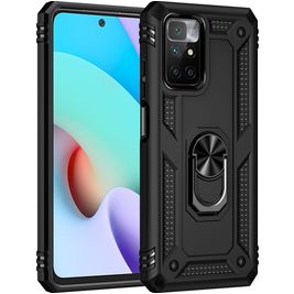 Mobigear Armor Ring Coque Xiaomi Redmi 10 4G Coque arrière Rigide Anti-Chocs avec Anneau-Support - Noir