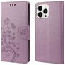 Mobigear Flowers Housse iPhone 14 Pro Max Etui Porte-Monnaie - Violet