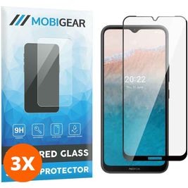 Mobigear Premium Nokia C21 Plus Verre trempé Protection d'écran - Compatible Coque - Noir (Lot de 3)