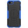 Mobigear Tire Coque iPhone SE (2022) Coque arrière Rigide Anti-Chocs avec Support Amovible - Noir / Bleu