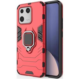 Mobigear Armor Ring Xiaomi 13 Plastique rigide Coque arrière Antichoc avec bague de maintien - Rouge