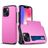 Mobigear Card Coque iPhone 15 Plus Coque arrière Rigide Anti-Chocs avec Porte-Cartes - Rose