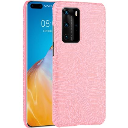 Mobigear Croco Huawei P40 Pro Plastique rigide Coque arrière - Rose