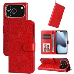 Mobigear Sunflower Housse iPhone 17 Pro Etui Porte-Monnaie - Rouge