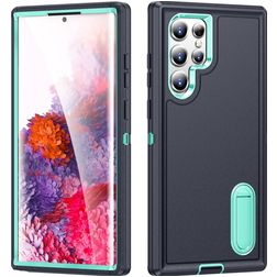 Mobigear Rugged Stand Coque Samsung Galaxy S23 Ultra Coque arrière Rigide Anti-Chocs avec Support Amovible - Dark Blue