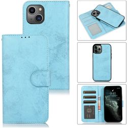 Mobigear Wallet Housse iPhone 15 Plus Etui avec Coque Détachable Porte-Monnaie - Bleu