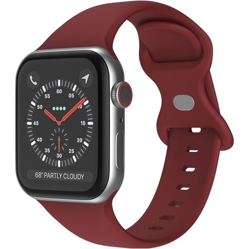 Mobigear Sport Dual Bracelet Silicone Apple Watch Fermeture à clou et passant - 49/46/45/44 mm - Bordeaux