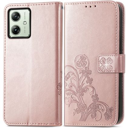 Mobigear Clover Motorola Moto G54 Étui Portefeuille - Rose doré