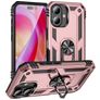 Mobigear Armor Ring Coque iPhone 16 Coque arrière Rigide Anti-Chocs avec Anneau-Support - Rose doré
