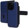 Mobiparts Housse iPhone 16 Pro MagSafe Etui avec Coque Détachable en Cuir Véritable Porte-Monnaie - Bleu