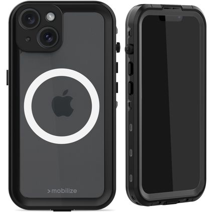 Mobilize Waterproof Coque iPhone 15 MagSafe Coque arrière Imperméable Rigide - Noir