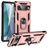 Mobigear Armor Ring Google Pixel 7 Pro Plastique rigide Coque arrière Antichoc avec bague de maintien - Rose doré
