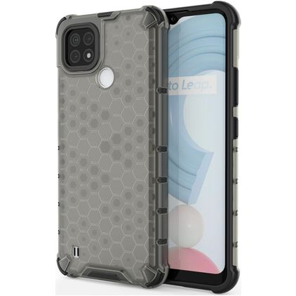 Mobigear Honeycomb Coque Realme C21 Coque arrière Rigide Anti-Chocs - Noir