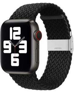 Mobigear Braided Bracelet Nylon pour Apple Watch Fermeture à pince - 42/41/40/38 mm - Noir