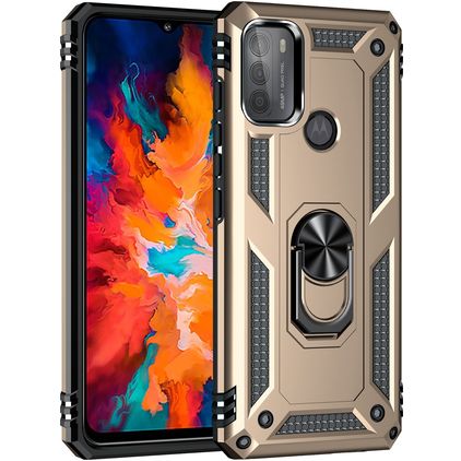 Mobigear Armor Ring Coque Motorola Moto G50 Coque arrière Rigide Anti-Chocs avec Anneau-Support - Or