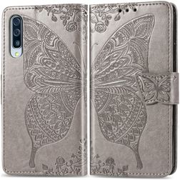 Mobigear Butterfly Housse Samsung Galaxy A50 Etui Porte-Monnaie - Gris