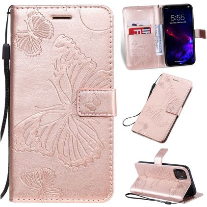 Mobigear Butterfly Housse iPhone 11 Etui Porte-Monnaie - Rose doré