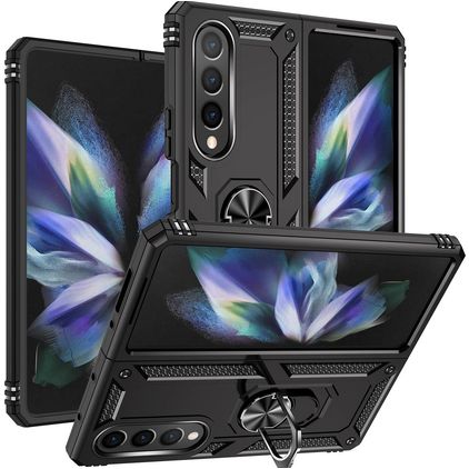 Mobigear Armor Ring Coque Samsung Galaxy Z Fold 4 Coque arrière Rigide Anti-Chocs avec Anneau-Support - Noir