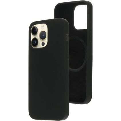 Mobiparts Coque iPhone 14 Pro Max MagSafe Coque arrière en Silicone - Noir