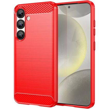 Mobigear Brushed Slim Coque Samsung Galaxy S25 Coque arrière en TPU Souple - Rouge