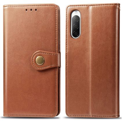 Mobigear Snap Button Sony Xperia 10 II Étui Portefeuille - Cognac