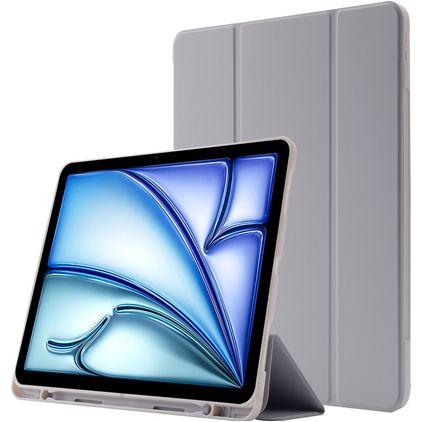 Mobigear Tri-Fold Gel Coque iPad Air 11 Pouces (2026) Etui en TPU,Similicuir + Porte-crayon - Gris