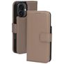 Mobiparts Housse iPhone 16 MagSafe Etui avec Coque Détachable en Cuir Véritable Porte-Monnaie - Taupe
