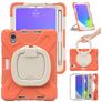 Mobigear RingGuard Coque iPad Mini 6 (2021) Coque arrière en Plastique rigide,Silicone + Porte-crayon + Bandoulière + Support Amovible - Orange