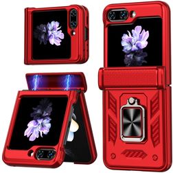 Mobigear Armor ring Coque Samsung Galaxy Z Flip 6 Coque arrière Rigide Anti-Chocs avec Anneau-Support - Rouge