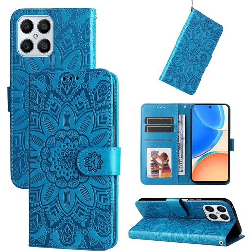 Mobigear Sunflower Housse HONOR X8 Etui Porte-Monnaie - Bleu