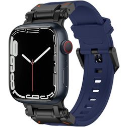 Mobigear Explorer Bracelet Silicone pour Apple Watch Fermeture boucle ardillon - 49/46/45/44 mm - Noir / Bleu