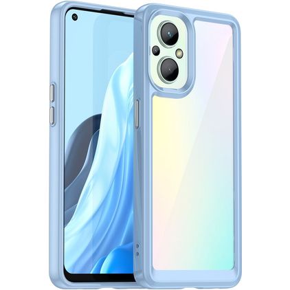 Mobigear Crystal OPPO Reno 7 Lite Plastique rigide Coque arrière - Transparent / Bleu