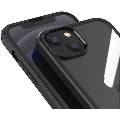 Valenta Full Cover Coque iPhone 13 Coque arrière en Verre trempé Anti-Chocs - Noir
